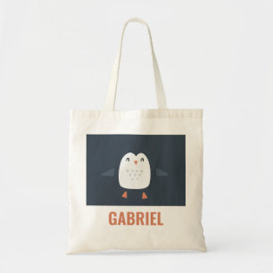grappige pinguïn-gepersonaliseerde kinderen tote bag