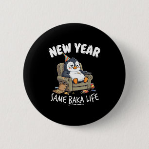 Grappige Pinguïn Grap Humor Quote Nieuw Jaar Dezel Ronde Button 5,7 Cm