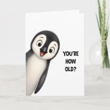 Grappige Pinguïn Hoe Oud Ben Je Verjaardagskaart