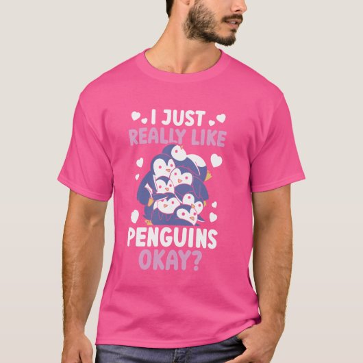 Grappige pinguïn, ik hou gewoon van pinguïns t-shirt (Voorkant)