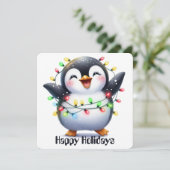 Grappige Pinguïn Kerst Groetkaart Feestdagenkaart (Staand voorkant)