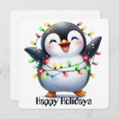 Grappige Pinguïn Kerst Groetkaart Feestdagenkaart (Voorkant / Achterkant)