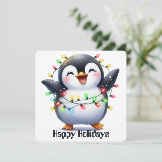 Grappige Pinguïn Kerst Kaart (Staand voorkant)