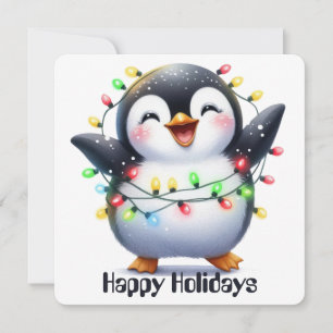 Grappige Pinguïn Kerst Kaart