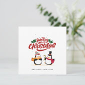 Grappige pinguïn kerst Kaart, vrolijk kerstfeest Feestdagenkaart (Staand voorkant)