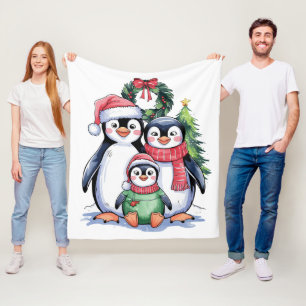 Grappige Pinguïn Kerst Matching Familie Pyjama's Fleece Deken