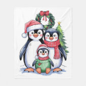 Grappige Pinguïn Kerst Matching Familie Pyjama's Fleece Deken (Voorkant)