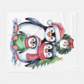 Grappige Pinguïn Kerst Matching Familie Pyjama's Fleece Deken (Voorkant (Horizontaal))