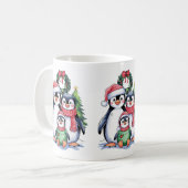 Grappige Pinguïn Kerst Matching Familie Pyjama's Koffiemok (Voorkant links)