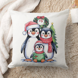 Grappige Pinguïn Kerst Matching Familie Pyjama's Kussen