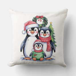Grappige Pinguïn Kerst Matching Familie Pyjama's Kussen