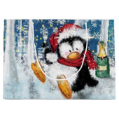 Grappige Pinguïn Kerstcadeautas Groot Cadeauzakje (Voorkant)