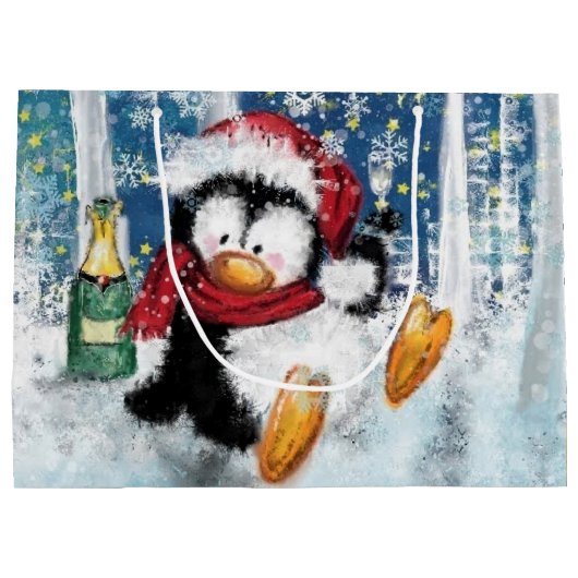Grappige Pinguïn Kerstcadeautas Groot Cadeauzakje (Achterkant)