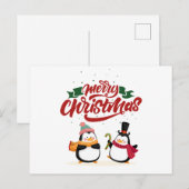 Grappige Pinguïn Kerstkaart, Prettig Kerstfeest  Feestdagenkaart (Voorkant / Achterkant)