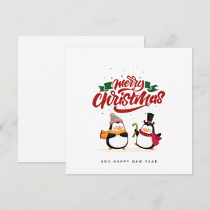 Grappige Pinguïn Kerstkaart, Prettig Kerstfeest  Feestdagenkaart