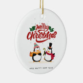 Grappige Pinguïn Kerstkaart, Prettig Kerstfeest  Keramisch Ornament (Rechts)