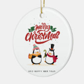 Grappige Pinguïn Kerstkaart, Prettig Kerstfeest  Keramisch Ornament (Links)