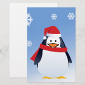 Grappige Pinguïn Kerstman Sneeuwvlokken Briefpapier (Voorkant / Achterkant)