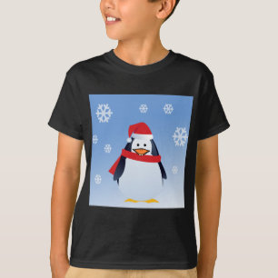 Grappige Pinguïn Kerstmis Kerstman Sneeuwvlokken T-shirt