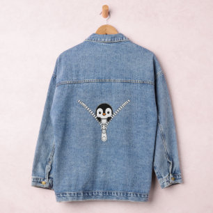 Grappige Pinguïn Kijk Denim Jacket