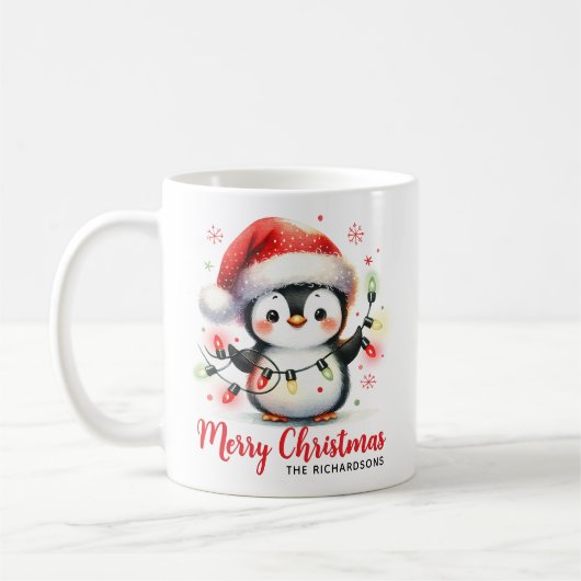 Grappige Pinguïn Lights met Moderne Vrolijke Kerst Koffiemok (Links)