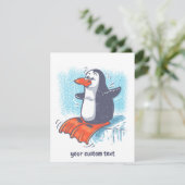 grappige pinguïn met flippers cartoon bedankkaart (Staand voorkant)