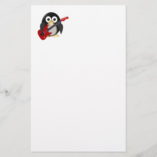 Grappige pinguïn met gitaar briefpapier (Voorkant)