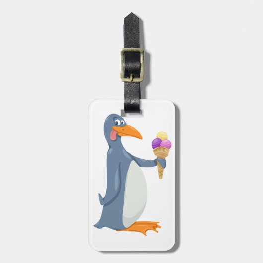Grappige pinguïn met ijsluggage labels (Voorkant verticaal)
