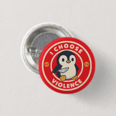 Grappige Pinguïn Met Mes Ik Kies Geweld Meme Ronde Button 3,2 Cm (Voorkant /achterkant)