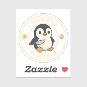 Grappige Pinguïn Met Mes Ik Kies Geweld Meme Sticker