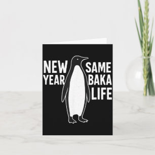 Grappige Pinguïn Nieuwjaar Baka Leven Anime Stijl Bedankkaart