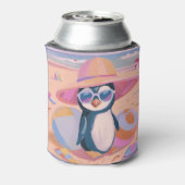 Grappige pinguïn op het strand koelbox blikjeskoeler (Blikje Achterkant)