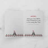 Grappige pinguïn op slee persoonlijk feestdagen kaart (Binnen)