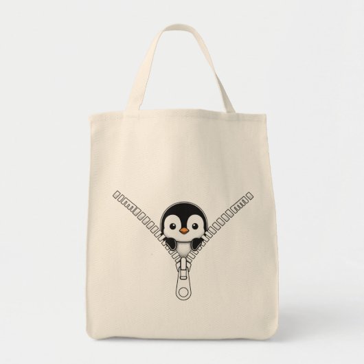 Grappige pinguïn piept uit tote bag (Voorkant)