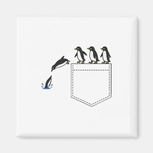 Grappige Pinguïn Pocket Schattige Duiken Pinguïn T Magneet