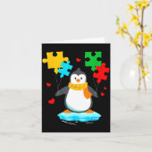 Grappige pinguïn puzzel autisme bewustwording maan kaart (Gele Bloem)