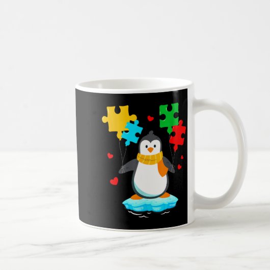 Grappige pinguïn puzzel autisme bewustwording maan koffiemok (Rechts)
