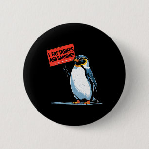 Grappige pinguïn tarief woordspeling ik eet tariev ronde button 5,7 cm