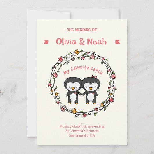 Grappige pinguïn uitnodigingskaart kaart (Voorkant)