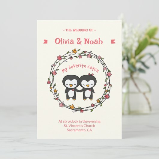 Grappige pinguïn uitnodigingskaart kaart (Staand voorkant)