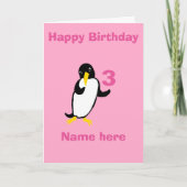 Grappige pinguïn Verjaardag, naam leeftijd voorzij Kaart (Voorkant)