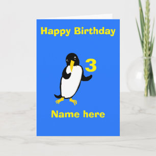 Grappige pinguïn Verjaardag, naam leeftijd voorzij Kaart