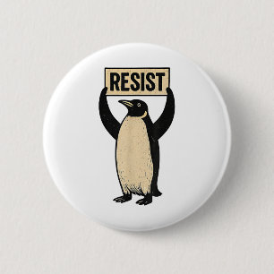 Grappige pinguïn verzet zich tegen koele pinguïns ronde button 5,7 cm