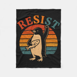 Grappige pinguïn verzet zich tegen pinguïns protes fleece deken