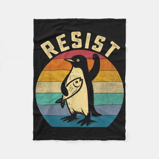 Grappige pinguïn verzet zich tegen pinguïns protes fleece deken (Voorkant)
