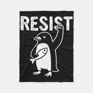 Grappige pinguïn verzet zich tegen pinguïns protes fleece deken