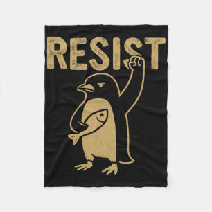 Grappige pinguïn verzet zich tegen pinguïns protes fleece deken