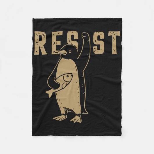Grappige pinguïn verzet zich tegen pinguïns protes fleece deken (Voorkant)