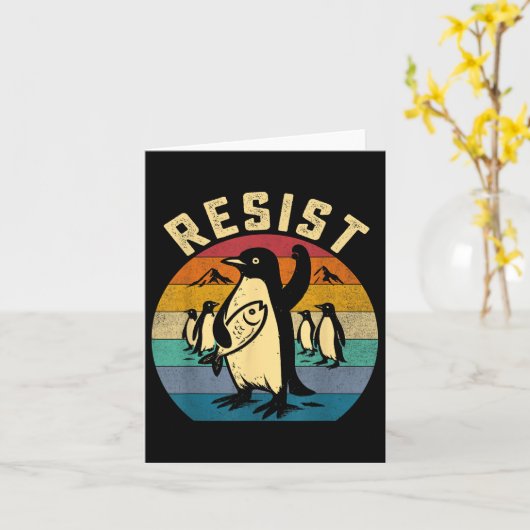 Grappige pinguïn verzet zich tegen pinguïns protes kaart (Gele Bloem)