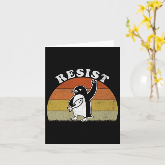 Grappige pinguïn verzet zich tegen pinguïns protes kaart (Gele Bloem)